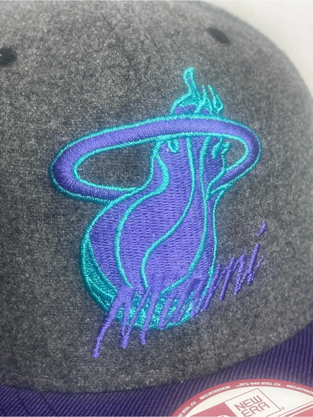 Miami Heat New Era 9Fifty Wool Hat Gray Purple Snapback Hardwood Classic NBA Cap